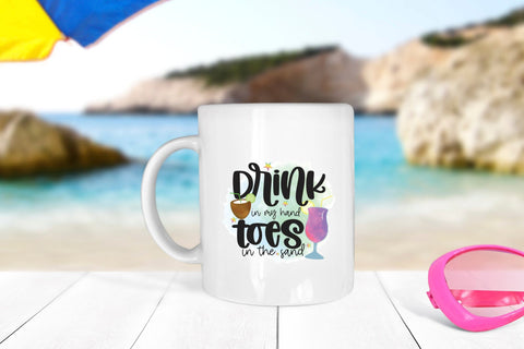 Drink in My Hand Toes in the Sand | Beach PNG Sublimation CraftLabSVG 