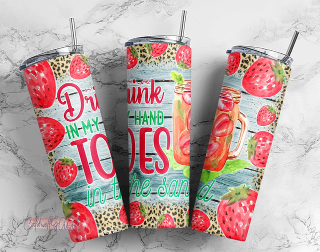 Drink In My Hand Toes In The Sand Tumbler PNG, 20oz Skinny Tumbler PNG, Sublimation Design Download, Coffee Tumbler Sublimation CaldwellArt 