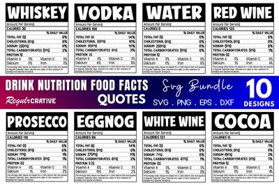Drink Nutrition Food Facts SVG Bundle SVG Regulrcrative 