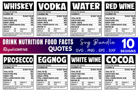 Drink Nutrition Food Facts SVG Bundle SVG Regulrcrative 
