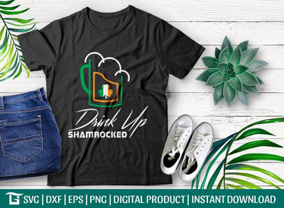 Drink Up Shamrocked Svg Cut File, Champagne Svg, Saint Patricks Day Svg, Shamrocked Svg, St Patrick's Day Svg, Tshirt Design SVG ETC Craft 