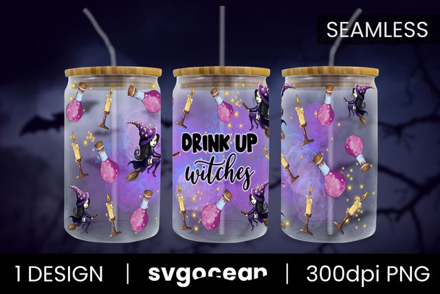 Drink Up Witches Can Glass PNG Sublimation SvgOcean 