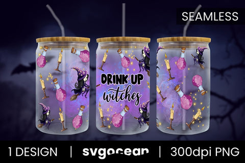 Drink Up Witches Can Glass PNG Sublimation SvgOcean 