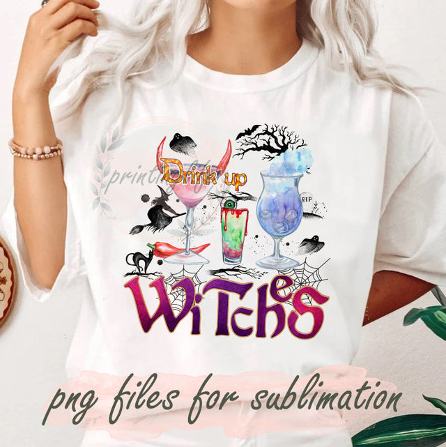 Drink Up Witches Design Png, Halloween Party Sublimation Png, Halloween Horror Spooky Png, Halloween Drink Png, Wine Glasses Spooky Digital Png, Instant Download Sublimation PrintingLife 