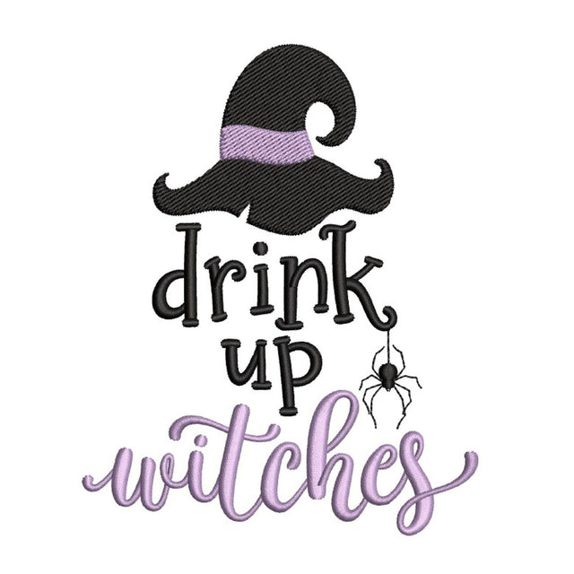 Drink up Witches Embroidery Design, Halloween Embroidery Design, 3 sizes, Instant Download Embroidery/Applique DESIGNS Nino Nadaraia 