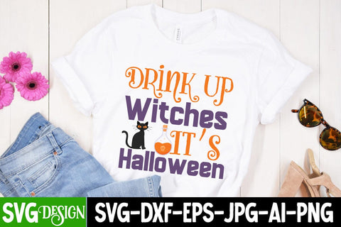 Drink Up Witches it' s Halloween SVG Cut File, Drink Up Witches it' s Halloween Sublimation Design, Halloween SVG bundle, Halloween Quotes SVG ,Halloween SVG Sublimation Design, Trick or Treat SVG SVG BlackCatsMedia 