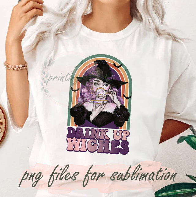 Drink Up Witches Png, Halloween Party Design Png, Halloween Witches Png, Funny Witch Digital Png, Retro Halloween Sublimation Design, Instant Download Sublimation PrintingLife 