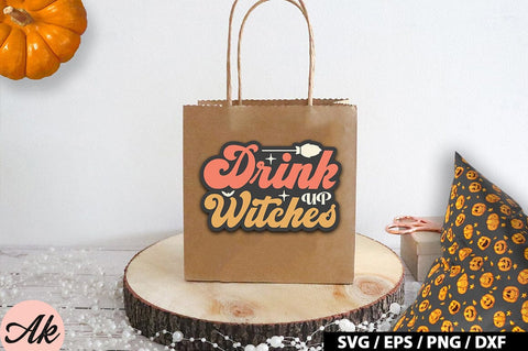 Drink up witches Retro Stickers SVG akazaddesign 