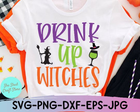 Drink Up Witches Svg, Funny Halloween Svg, Basic Witch SVG, Drinking Svg SVG She Shed Craft Store 