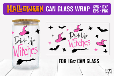 Drink Up Witches SVG, Halloween Can Glass Wrap, Beer Can SVG Hippo Creations 