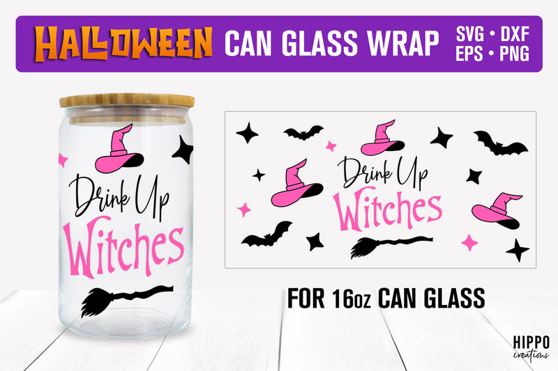 Drink Up Witches SVG, Halloween Can Glass Wrap, Beer Can SVG Hippo Creations 