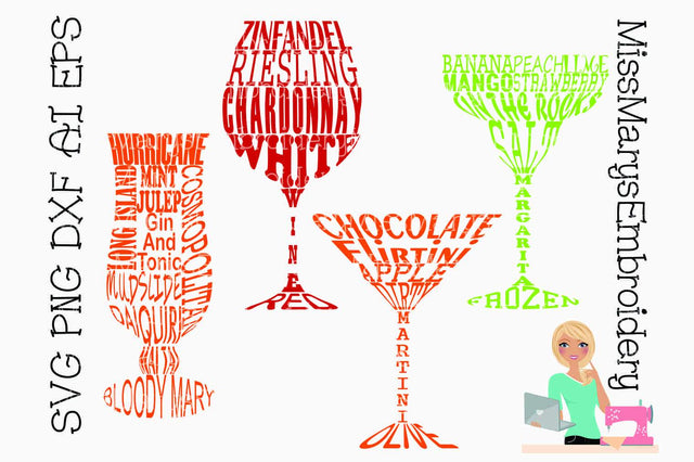 Drink Words SVG MissMarysEmbroidery 