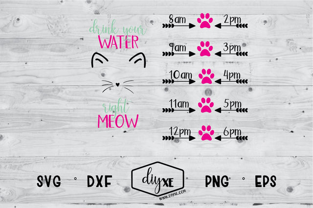 Drink Your Water Right Meow SVG DIYxe Designs 