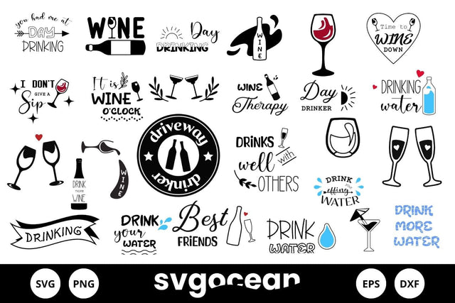 Drinking Svg Bundle | Clipart | Cut Files SVG SvgOcean 