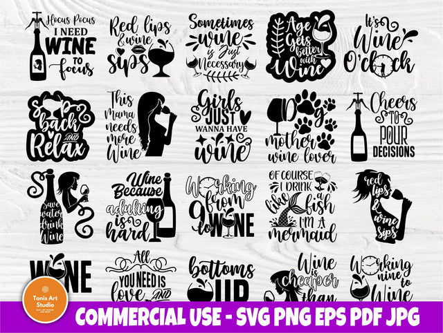 Drinking SVG Bundle, Wine Svg, Wine Quotes, Shirt SVG TonisArtStudio 