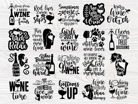 Drinking SVG Bundle, Wine Svg, Wine Quotes, Shirt SVG TonisArtStudio 