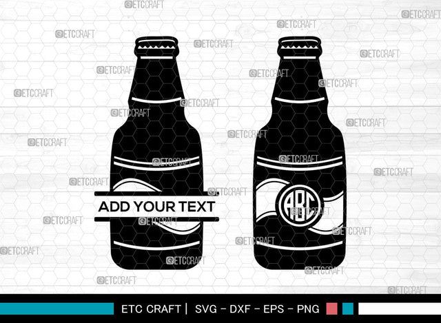 Drinks Bottle Monogram SVG, Soda Pop Bottle svg, Beverage Bottle Svg, Cheers Svg, Glass Bottle Svg, Split Monogram Svg, Beer Bottle Svg SVG ETC Craft 