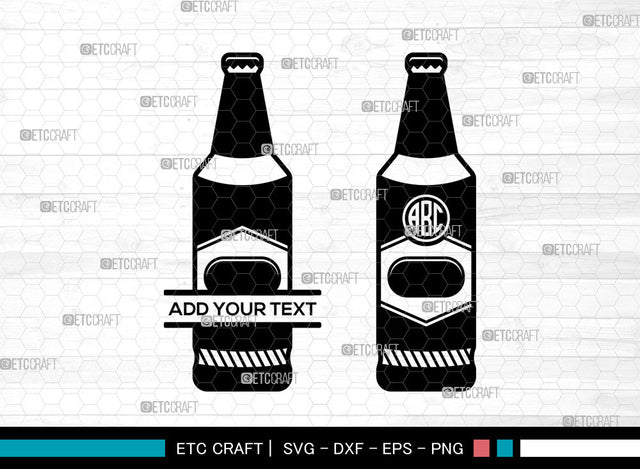 Drinks Bottle Monogram SVG, Soda Pop Bottle svg, Beverage Bottle Svg, Cheers Svg, Glass Bottle Svg, Split Monogram Svg, Beer Bottle Svg SVG ETC Craft 