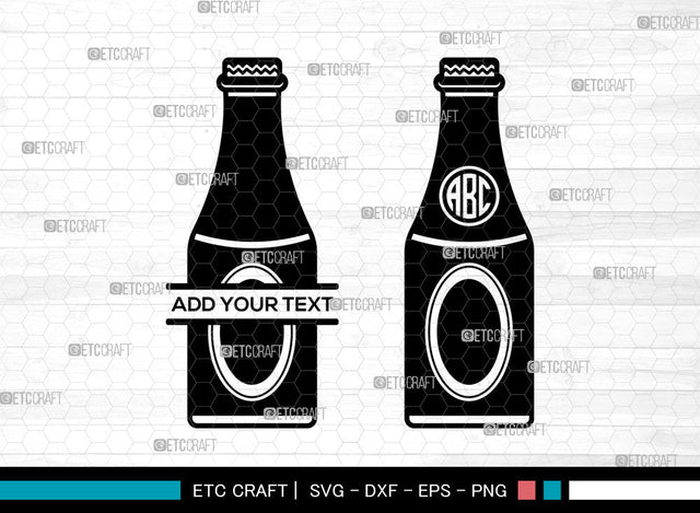 Drinks Bottle Monogram SVG, Soda Pop Bottle svg, Beverage Bottle Svg, Cheers Svg, Glass Bottle Svg, Split Monogram Svg, Beer Bottle Svg SVG ETC Craft 