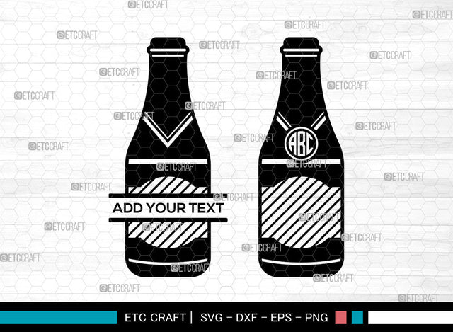 Drinks Bottle Monogram SVG, Soda Pop Bottle svg, Beverage Bottle Svg, Cheers Svg, Glass Bottle Svg, Split Monogram Svg, Beer Bottle Svg SVG ETC Craft 