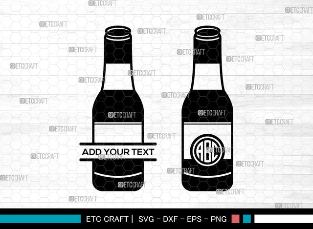 Drinks Bottle Monogram SVG, Soda Pop Bottle svg, Beverage Bottle Svg, Cheers Svg, Glass Bottle Svg, Split Monogram Svg, Beer Bottle Svg SVG ETC Craft 