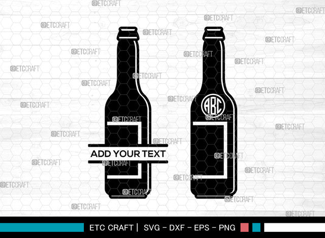 Drinks Bottle Monogram SVG, Soda Pop Bottle svg, Beverage Bottle Svg, Cheers Svg, Glass Bottle Svg, Split Monogram Svg, Beer Bottle Svg SVG ETC Craft 