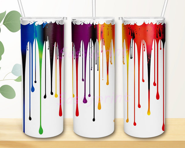 Dripping Border Repeating 20oz Skinny Tumbler Png, Watercolor Dripping Rainbow Border Tumbler, Rainbow Watercolor Glitter Dripping Png, Colorful Dripping Daisy Tumbler Png Sublimation sassyprint 