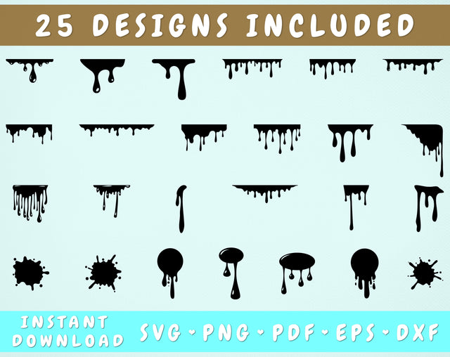 Dripping Borders SVG - 25 Designs SVG HappyDesignStudio 