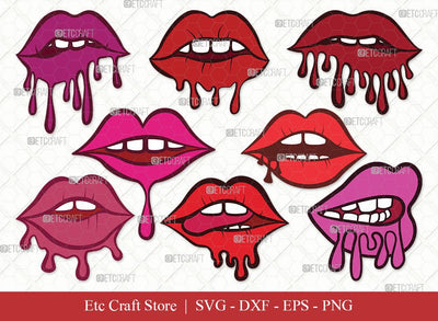 Dripping Lips Clipart SVG Cut File | Women Lips Svg | Sexy Lips Svg | Kiss Lips Svg | Bundle | Eps | Dxf | Png SVG ETC Craft 
