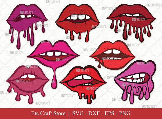 Dripping Lips Clipart SVG Cut File | Women Lips Svg | Sexy Lips Svg | Kiss Lips Svg | Bundle | Eps | Dxf | Png SVG ETC Craft 
