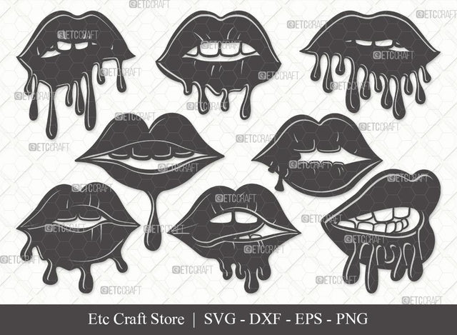 Dripping Lips Silhouette SVG Cut File | Women Lips Svg | Sexy Lips Svg | Kiss Lips Svg | Bundle | Eps | Dxf | Png SVG ETC Craft 
