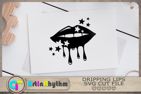 Dripping Lips Svg, Dripping Lips Svg File, Lips, Stars Svg SVG Artinrhythm shop 