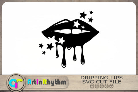 Dripping Lips Svg, Dripping Lips Svg File, Lips, Stars Svg SVG Artinrhythm shop 