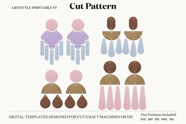 Drop Earring SVG, Faux Leather Earring Templates, Cricut cut file SVG Lifestyle Craft Co 