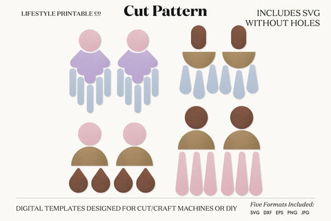 Drop Earring SVG, Faux Leather Earring Templates, Cricut cut file SVG Lifestyle Craft Co 