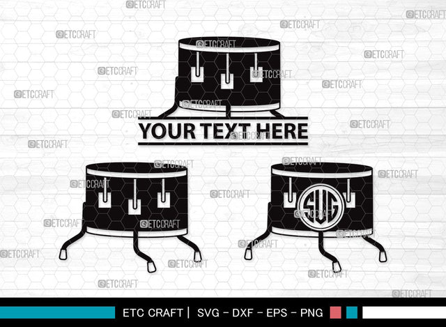 Drum Set Monogram SVG | Music Svg | Musical Instrument Svg | Drummer Svg | Rock Svg | Drum Set Clipart SVG ETC Craft 