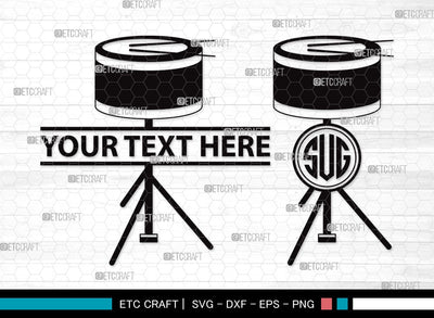 Drum Set Monogram SVG | Music Svg | Musical Instrument Svg | Drummer Svg | Rock Svg | Drum Set Clipart SVG ETC Craft 