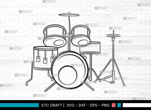 Drum Set outline | Drum Set SVG | Music Svg | Musical Instrument Svg | Drummer Svg | Rock Svg SVG ETC Craft 