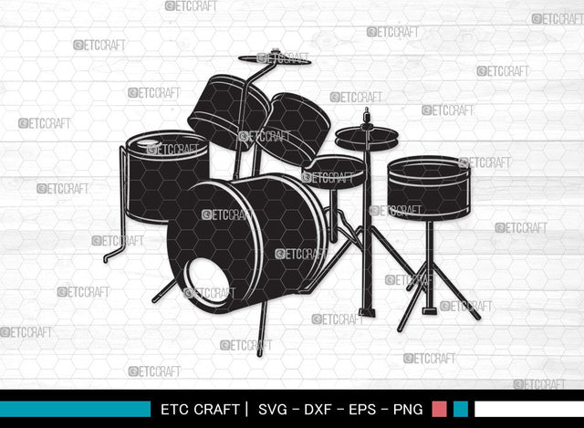 Drum Set silhouette | Drum Set SVG | Music Svg | Musical Instrument Svg | Drummer Svg | Rock Svg SVG ETC Craft 