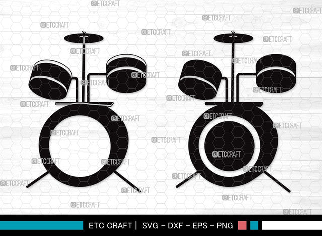 Drum Set Silhouette SVG | Music Svg | Musical Instrument Svg | Drummer Svg | Rock Svg SVG ETC Craft 