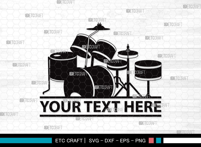 Drum Set Split Monogram SVG | Music Svg | Musical Instrument Svg | Drummer Svg | Rock Svg | Drum Set Clipart SVG ETC Craft 