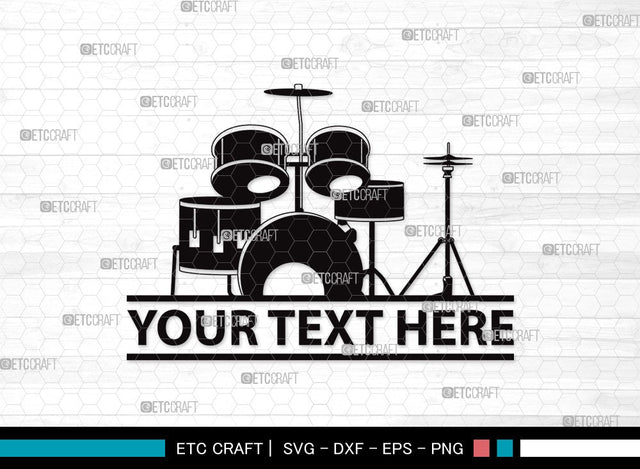 Drum Set Split Monogram SVG | Music Svg | Musical Instrument Svg | Drummer Svg | Rock Svg | Drum Set Clipart SVG ETC Craft 