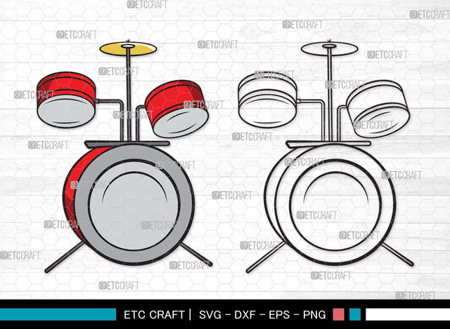 Drum Set SVG | Music Svg | Musical Instrument Svg | Drummer Svg | Rock Svg | Drum Set Clipart SVG ETC Craft 