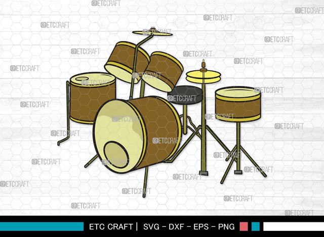 Drum Set SVG | Music Svg | Musical Instrument Svg | Drummer Svg | Rock Svg | Drum Set Clipart SVG ETC Craft 