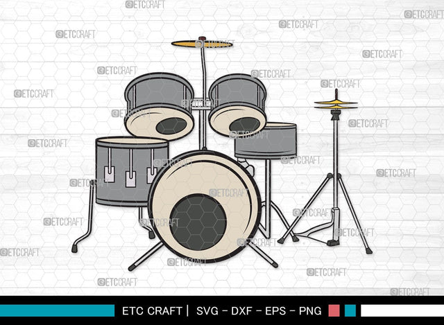 Drum Set SVG | Music Svg | Musical Instrument Svg | Drummer Svg | Rock Svg | Drum Set Clipart SVG ETC Craft 