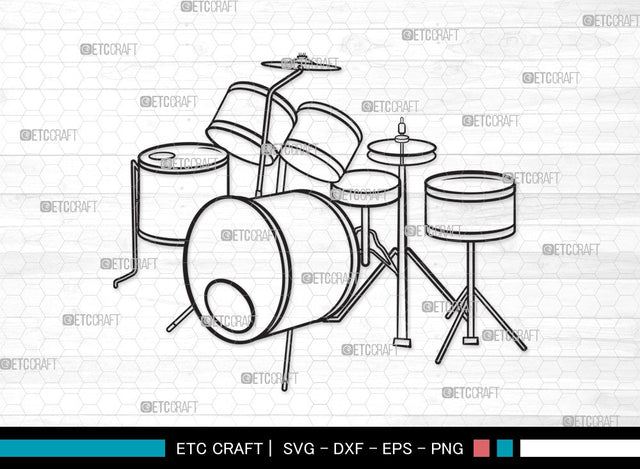 Drum Set SVG | Music Svg | Musical Instrument Svg | Drummer Svg | Rock Svg | Drum Set outline SVG ETC Craft 