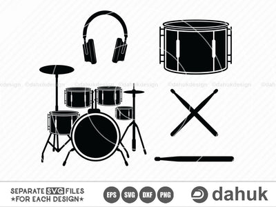 Drum svg,Drummer svg,Cut file for silhouette,Digital art,Music clipart,rock svg,cuttable svg,Drummer vector design,Drummer design SVG dahukdesign 
