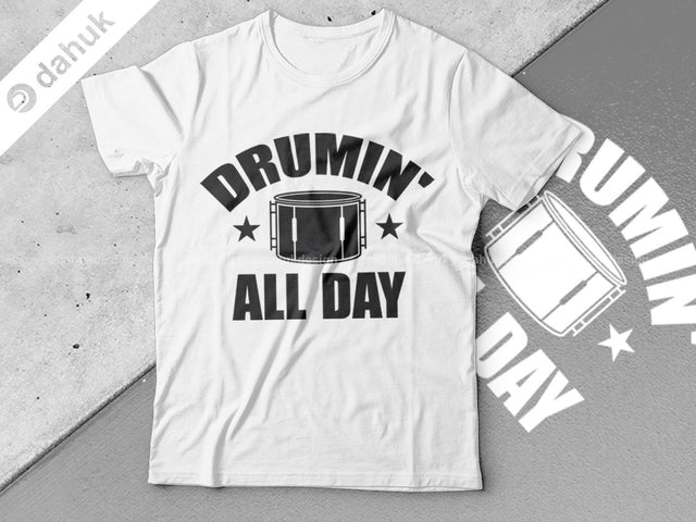 Drumin All Day SVG, Band Shirt SVG, Cut file, for silhouette, svg, eps, dxf, png, clipart cricut design space, vinyl cut files SVG dahukdesign 