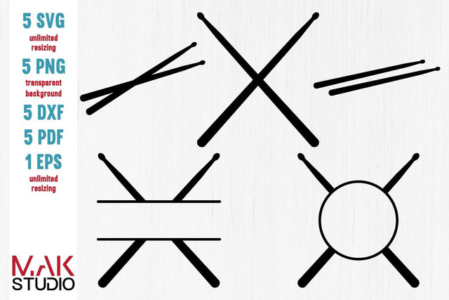 Drumsticks monogram svg, Drumsticks monogram svg files, Drumsticks monogram cut files, Drumsticks svg, Drummer svg SVG MAKStudion 