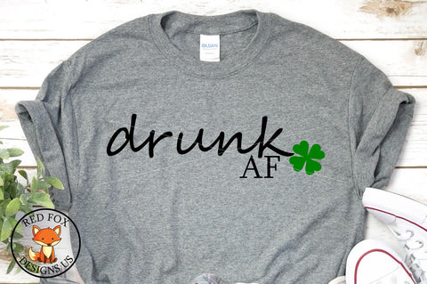 Drunk AF Shamrock, St Patricks Day Cut File, svg png dxf SVG RedFoxDesignsUS 